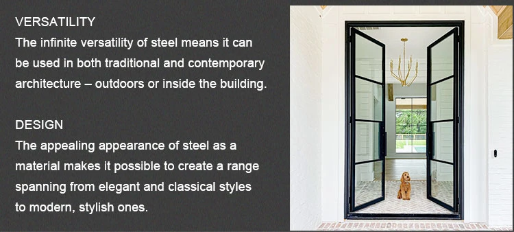 External House Z Tube Steel Frame Metal Front Doors Wrought Iron Door Designs for Home