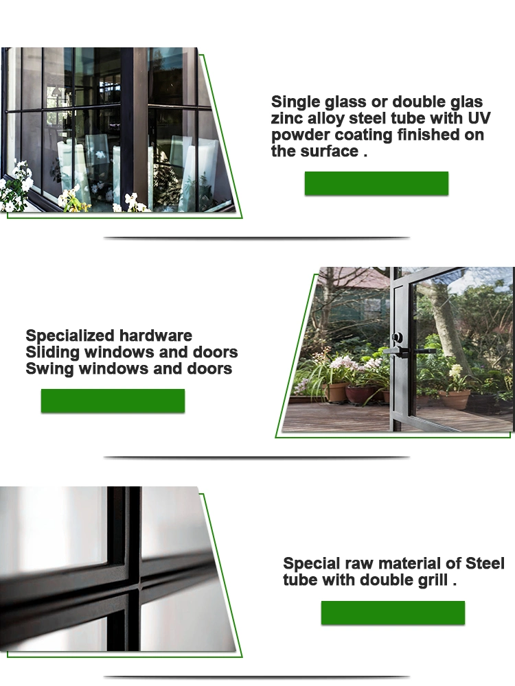 New Design Popular Style Cheap Price Loft Doors Black Frame Customized Size and Design Glass Iron Door