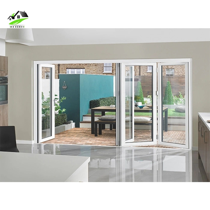 Store Front White Aluminum Framed French Outdoor Screen Sliding Folding Door Exterior Double Lowe Glass Accordion Folding Doors From China