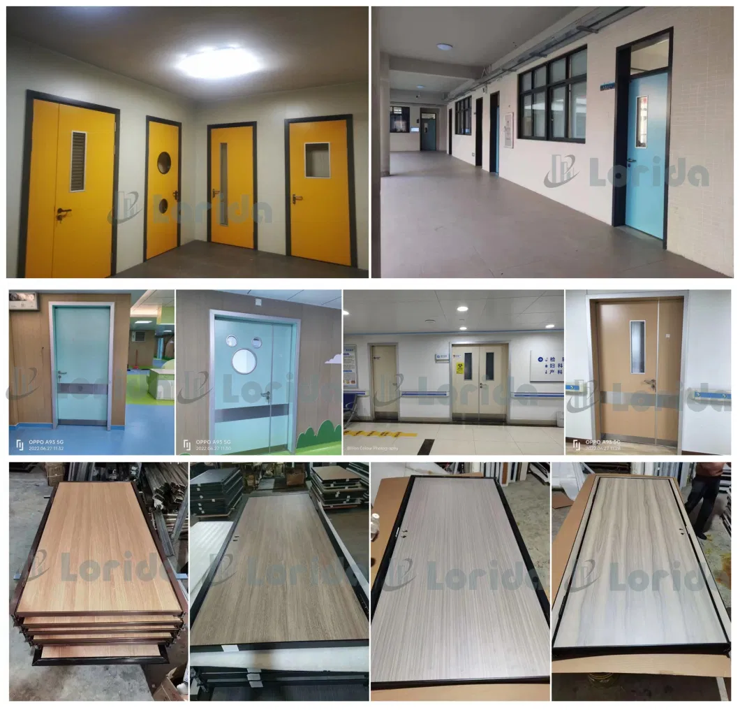 China Aluminum Frame Glass Inserted Modern Wooden Patient Room Hospital Door
