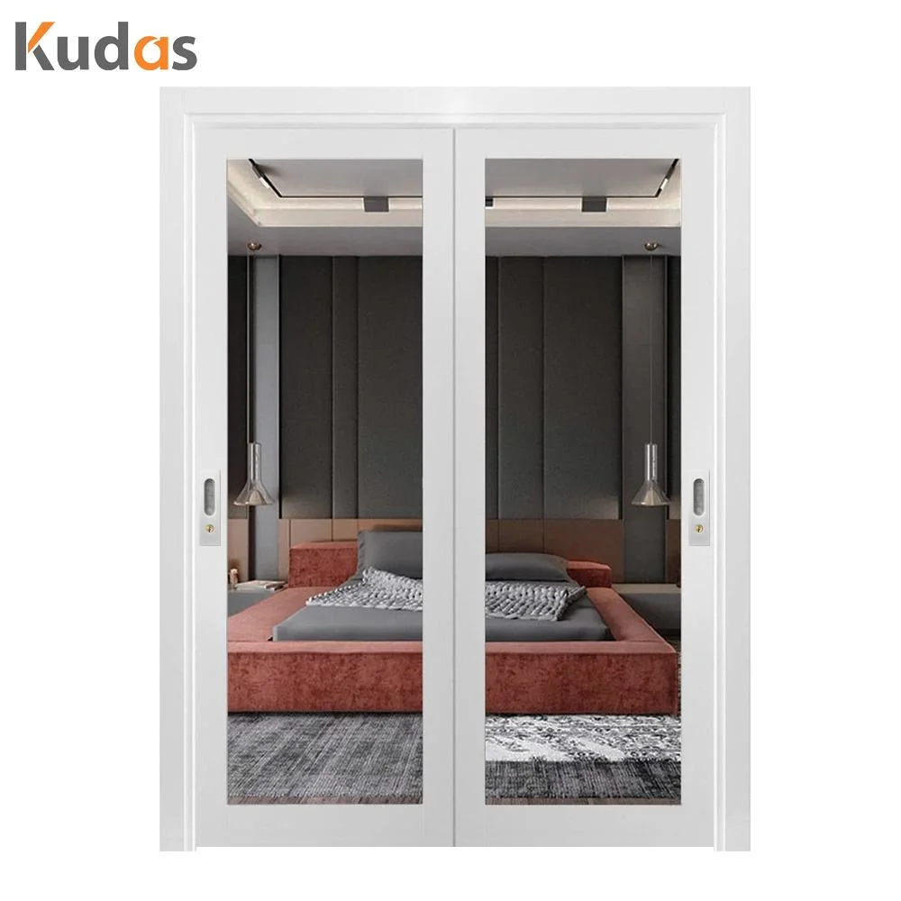 American French Style Modern Indoor Room Wooden Glass Doors Interior Bathroom Wood Door