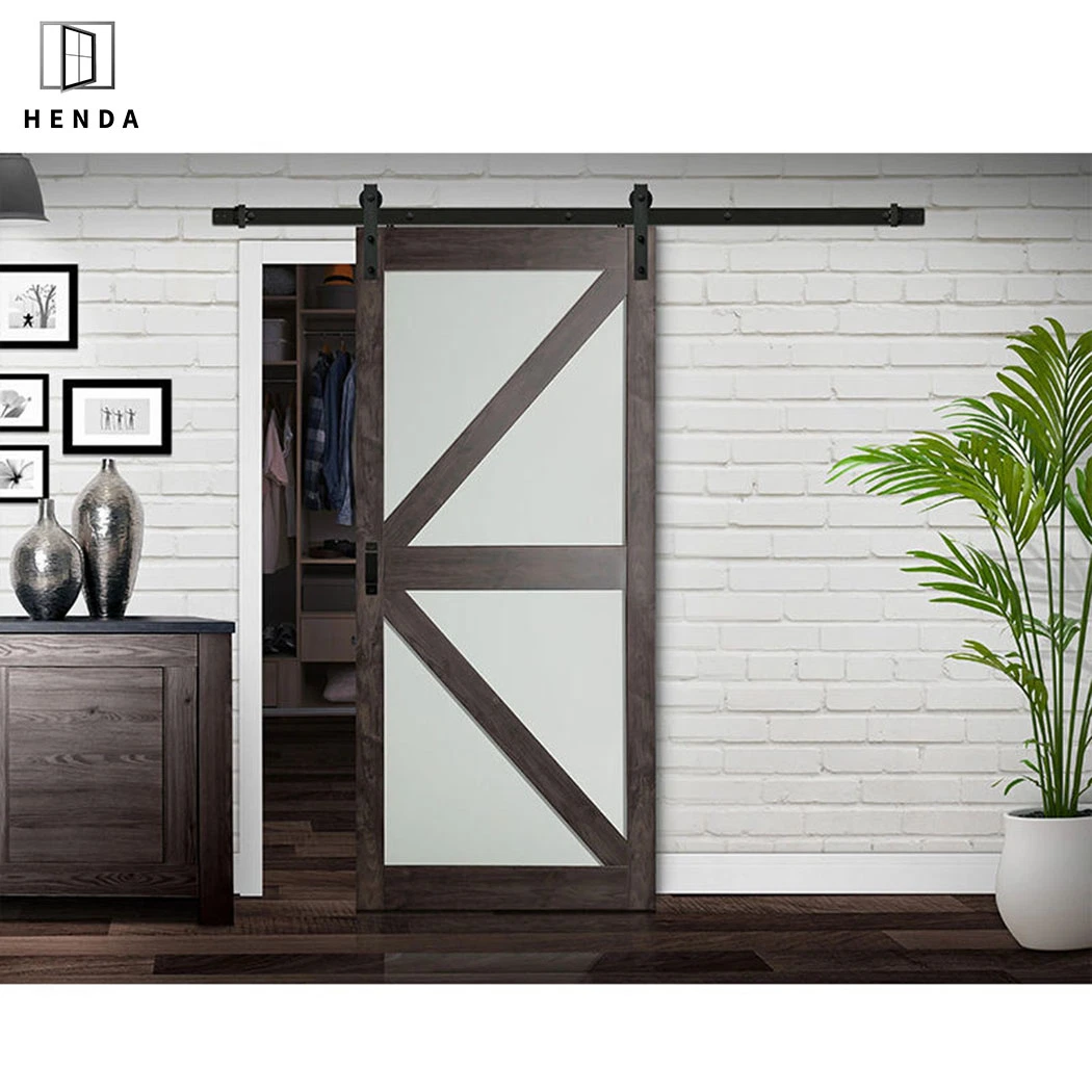 Factory Direct Modern Design Aluminium/Aluminum/Solid Wood Double Tempered Glass Interior Iron New Steel Pocket Sliding Shower Barn Hanging Door