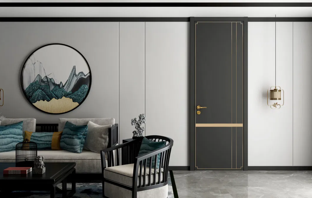 The Newest German Type Splicing Interior Room Door Modern Design Vertical Lines Interior Door
