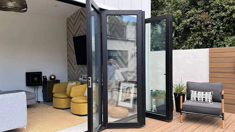 Internal External Bi Fold Patio Vertical Aluminum Folding Door and Window Push up for Balcony