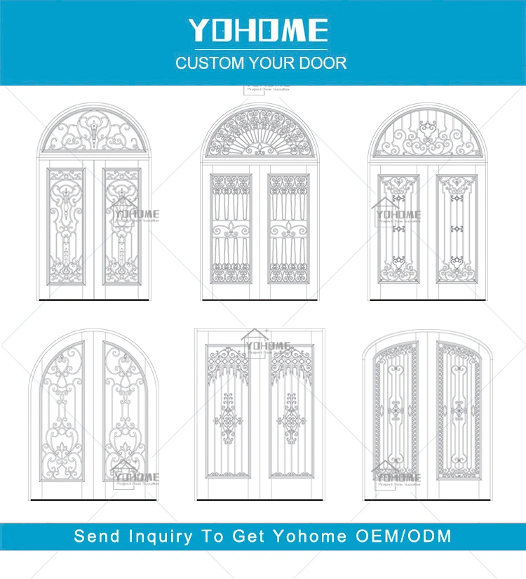 China Top Manufacturer Custom American Modern Wrought Iron Front Door Wrought Iron Doors Double Wrought Iron Entrance Doors Exterior Iron Front Entry Doors