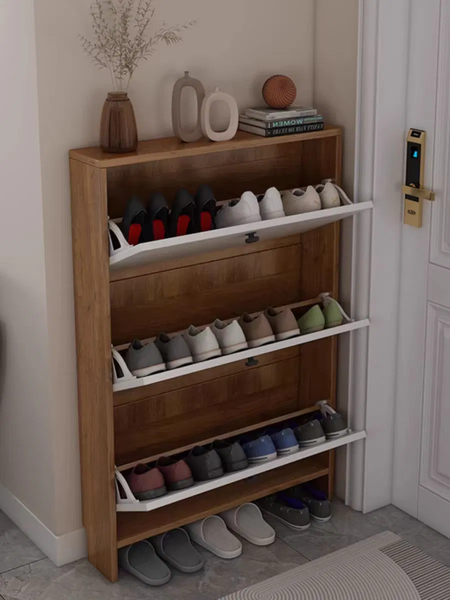 Door Shoe Cabinet Ultra-Thin Flip Bucket Minimalist Modern Extremely Narrow Household Large Capacity Storage