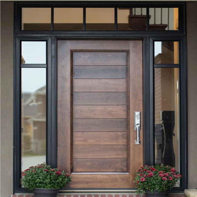 External Solid Wooden Entrance Door Modern Pivot Main Entry Door Luxury Front Doors
