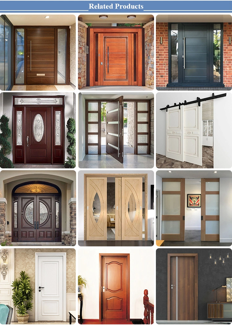 Exterior Frosted Triple Glass Mahogany Wood Doors House External Front Entry Double Main Wooden Door