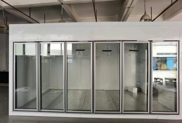 PU Sandwich Panel Glass Door Walk in Cooler Freezer Cold Storage Room Display Cold Room for Supermarket