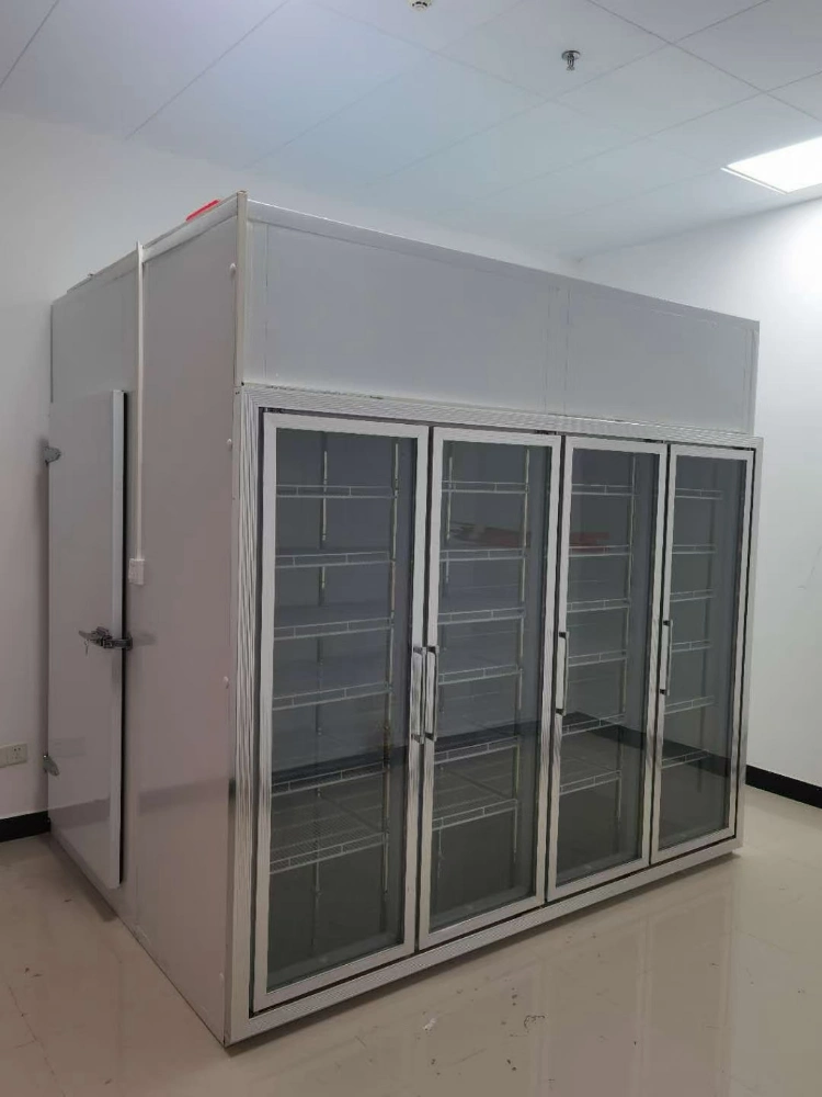 PU Sandwich Panel Glass Door Walk in Cooler Freezer Cold Storage Room Display Cold Room for Supermarket