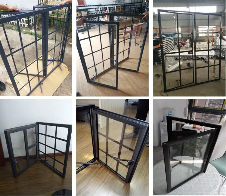 Contemporary External Door Decorative Grill Design Front Commercial Double Steel Glass Doors