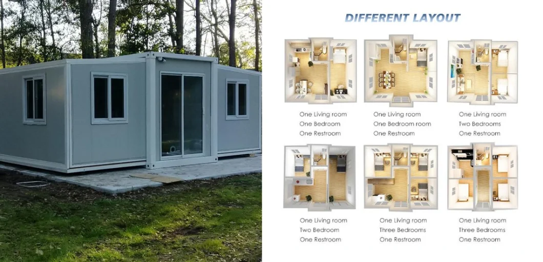 Expandable Container House/Modular House/Small House/Tiny House/Prefab House/Container House 40FT 2 Bedrooms 30FT 60 Square Meter High Cost Performance