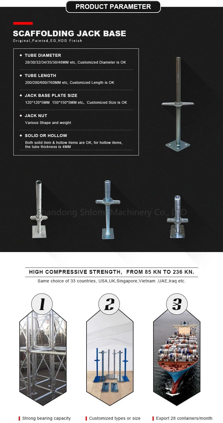 Scaffolding Steel Jack Base U-Head Base Jack for Construction