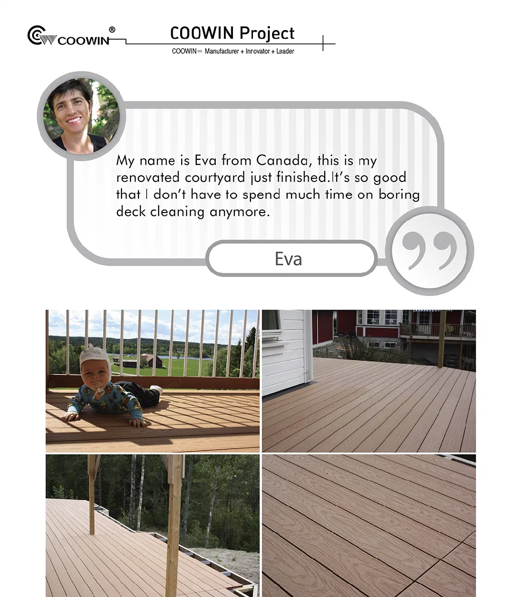 Tw-02b Coowin New Waterproof, Eco-Friendly WPC Floor/Decking Board/Engineered Wood Flooring Building Materials