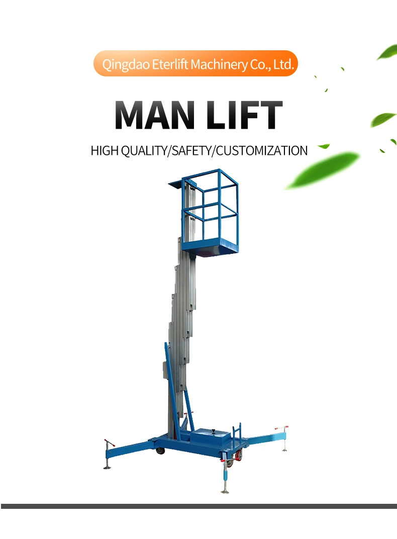 Electric Hydraulic Vertical Telescopic Single Double Mast Push Around Small Mobile Aluminum Ladder Aerial Work Platform One Man Lift Platform