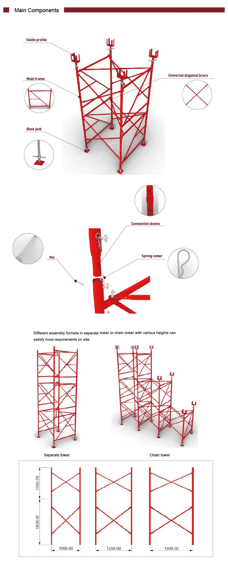 Tecon Aluminum Mini Scaffold Mobile Self Erecting Tower Crane