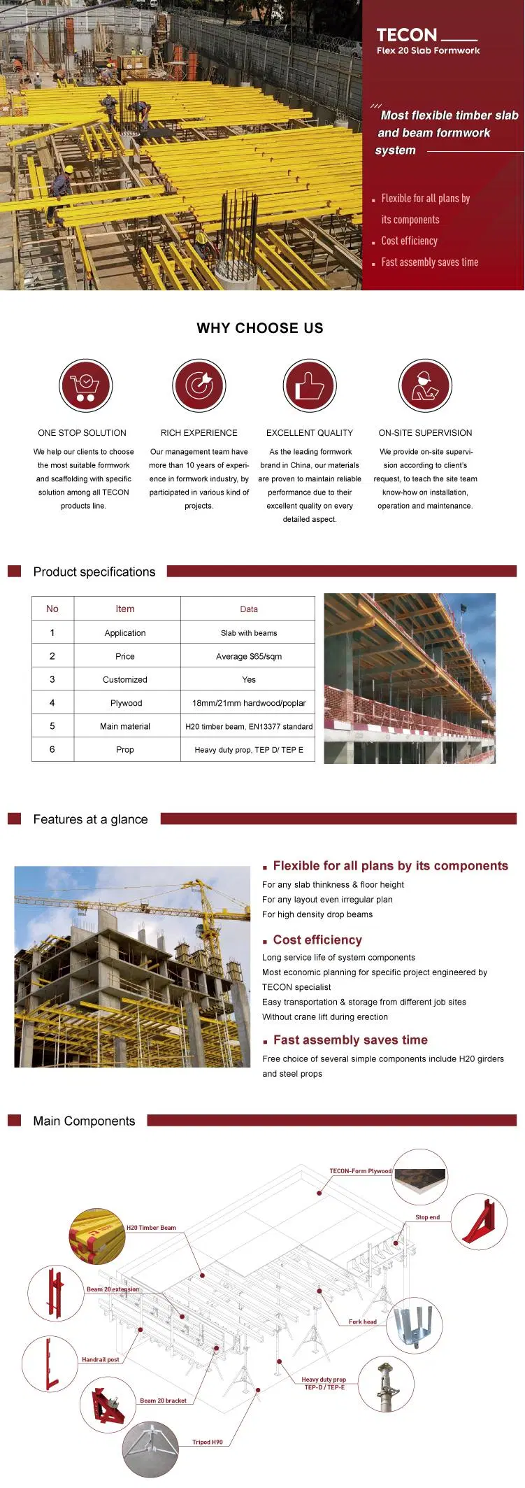 Tecon Convenient Construction Formwork for Big Areas Deck