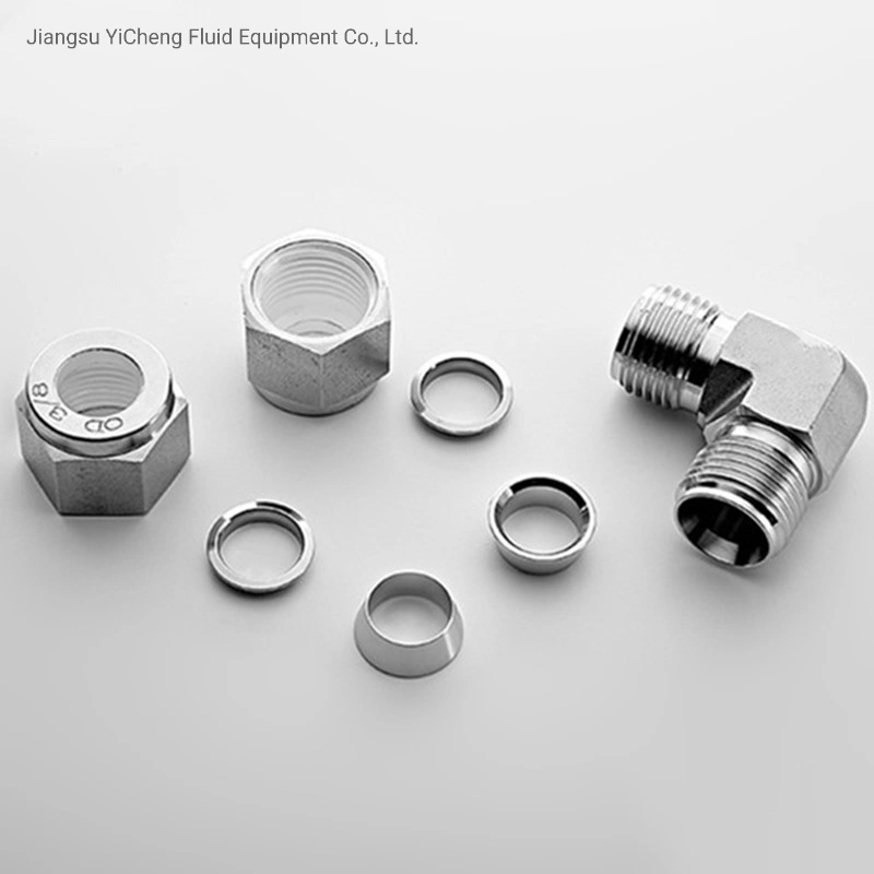 Hot Sale 90 Degree Stainless Steel Tube Elbow Union Connector Tube Fittings for Hydraulic Pipe or Instrumentation Compression Fittings with Double Ferrule