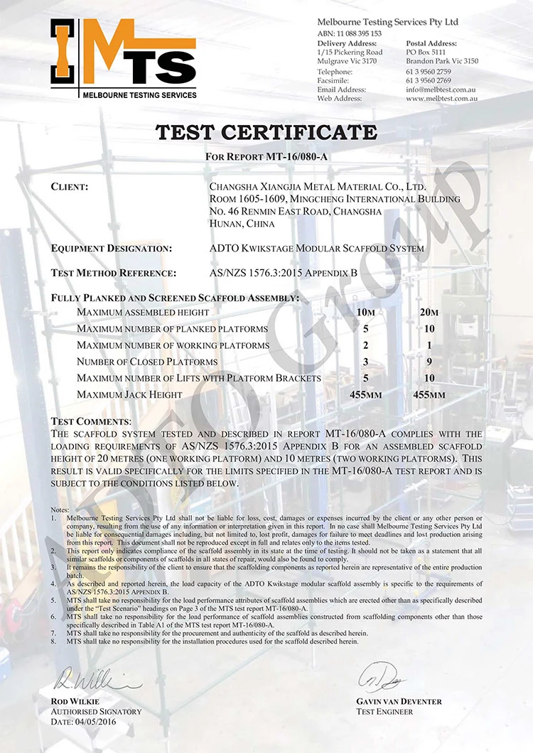 Heavy Duty Australia Standard AS/NZS1576 Kwikstage Scaffold Bunnings