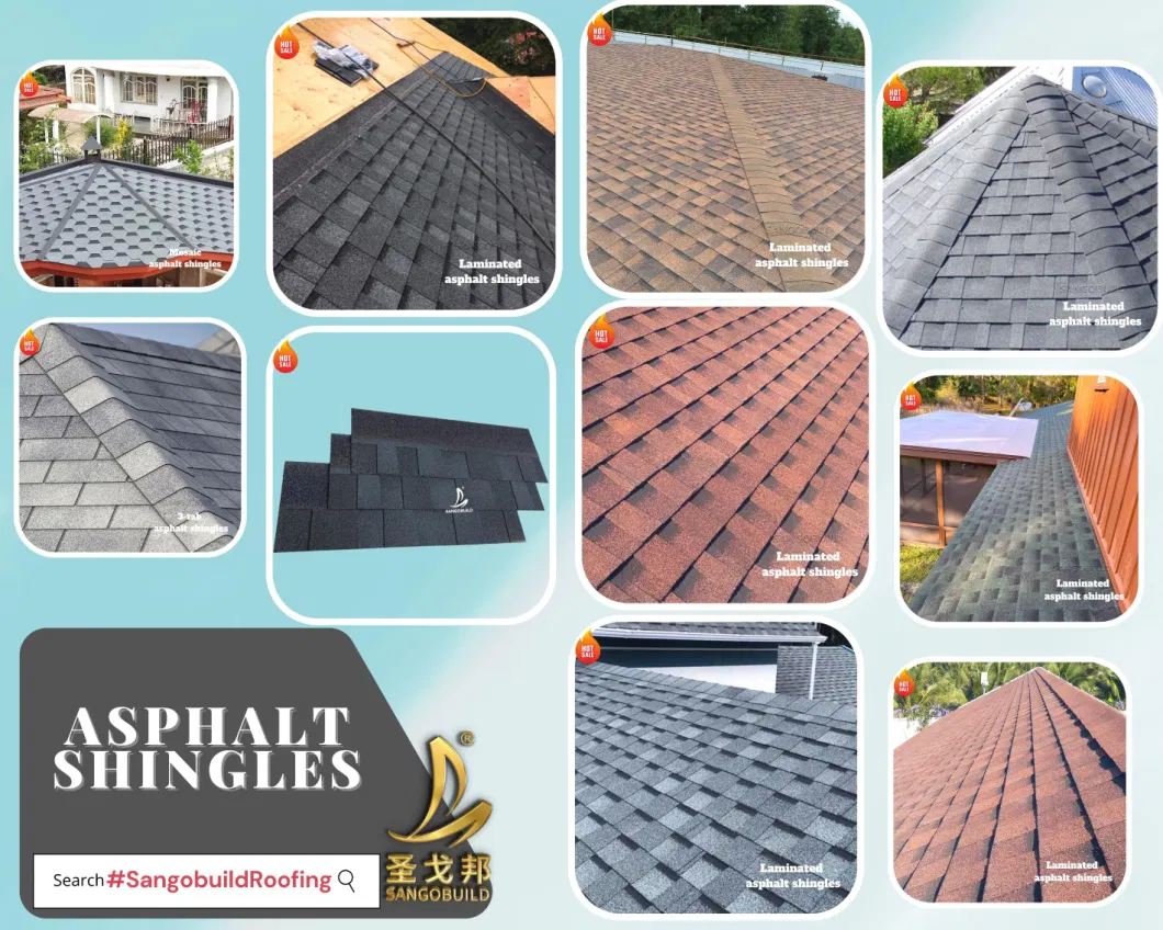 Sangobuild Asphalt Roofing Shingles Colorful Roofing Covers Waterproof Solutions Building Materials