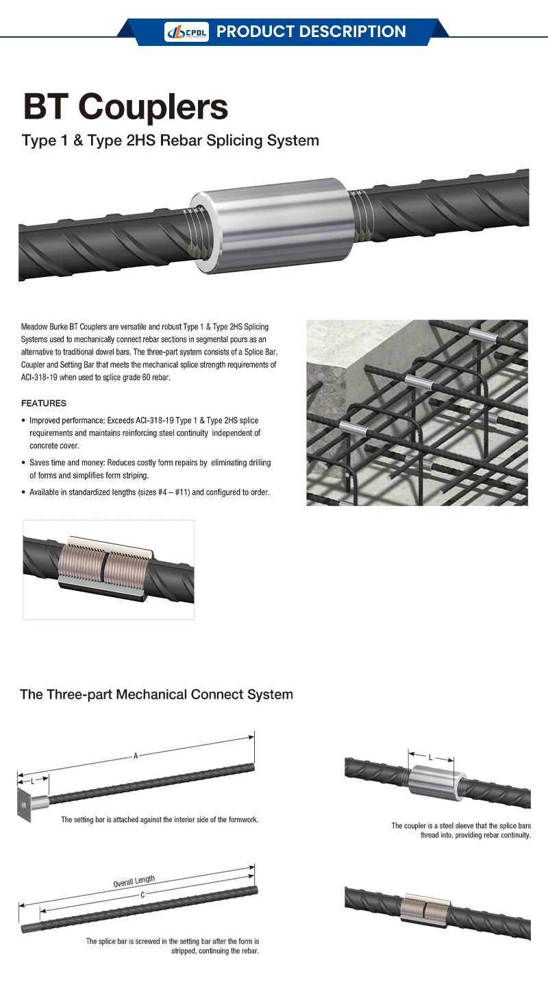 45 Carbon Steel Rebar Coupler Sleeve Clamp for Steel Reinforcing