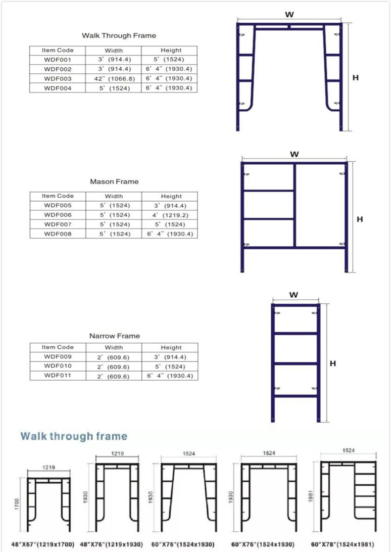 Frame Steel Jack H Frame Other Step Ladders Scaffold/Scaffolding