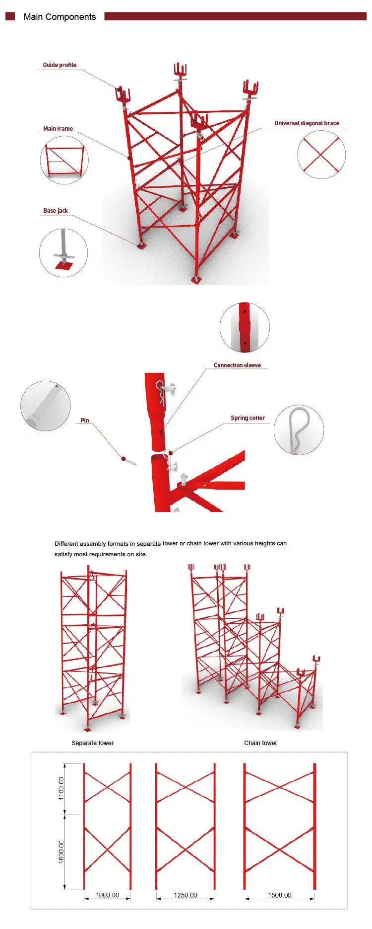 Tecon Aluminum Working Transmission Power Scaffold Scaffolding Communication Mobile Tower