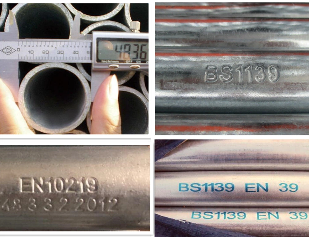 Scaffolding Steel Tubes BS1139 En39 Standard Hot Dipped Galvanized Steel Pipe