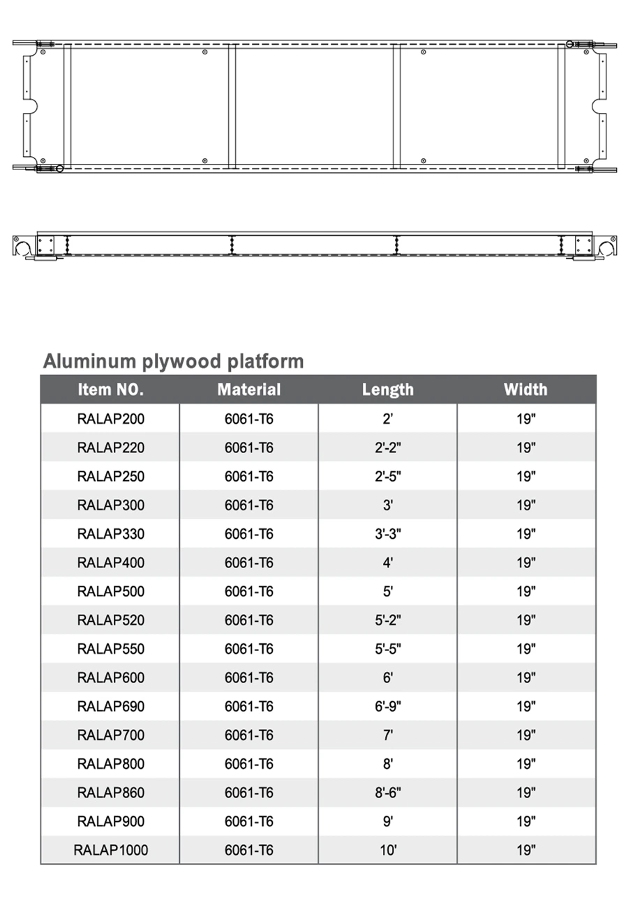 Aluminum Mobile Plank Construction Scaffolding Scaffold Work Lift Platform