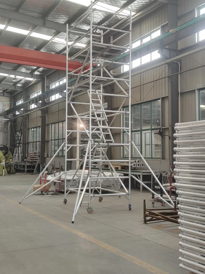 Alloy Double Width 1350mm Mobile Telescopic Tower 6061-T6 Construction Mobile Scaffold Aluminum Tower