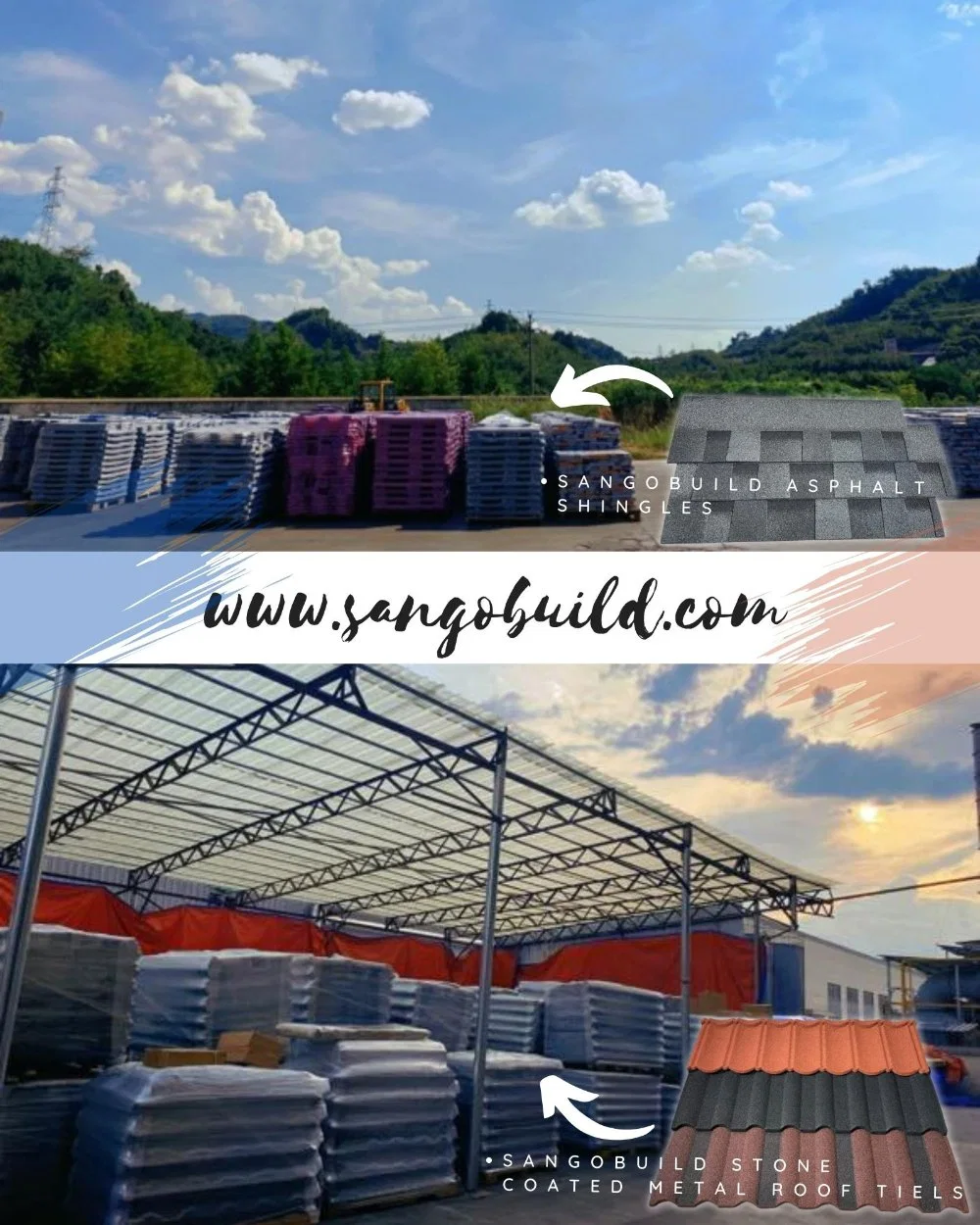 Sangobuild Asphalt Roofing Shingles Colorful Roofing Covers Waterproof Solutions Building Materials