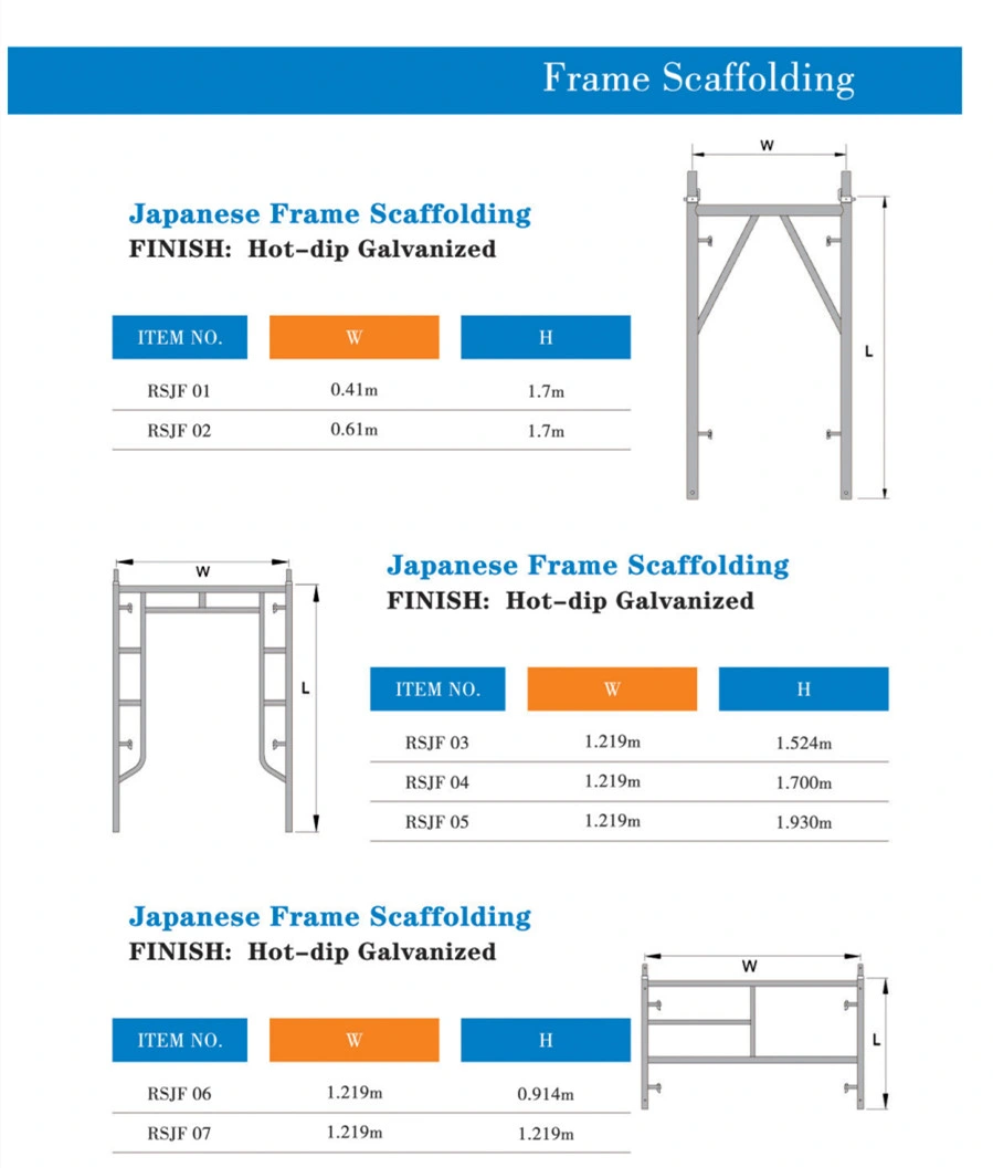 Steel System Galvanized Frame Ladder Shoring Used Scaffold Price for Sale