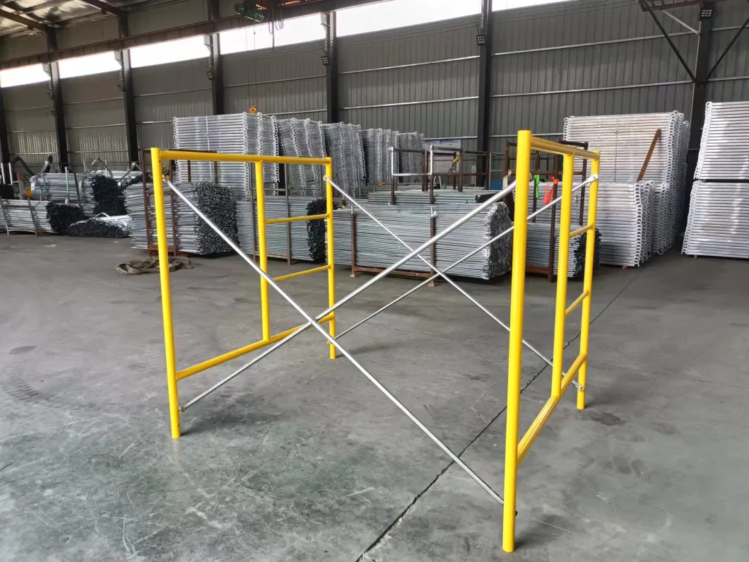 Painted Scaffolding Metal H Frame Door Scaffolding Frame Mobile Portal Type Steel Frame System Scaffold for Construction