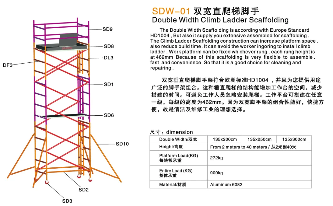 Dragonstage 2023 Building Construction Works Mobile Portable Aluminum Maintenance Scaffolding/ Suspended Scaffolding for Sale