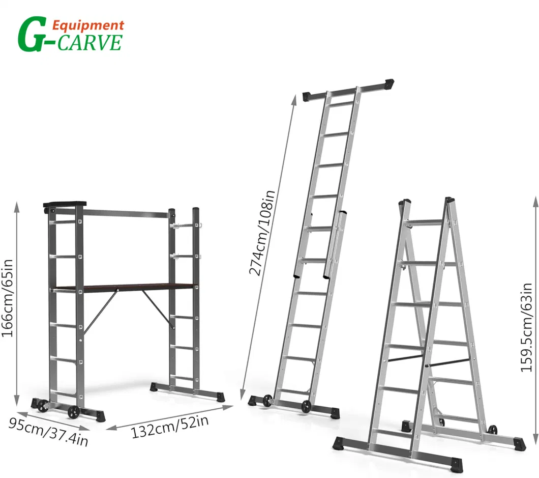 Aluminium Scaffolding Ladder, Stable, Multifunctional, with Work Platform