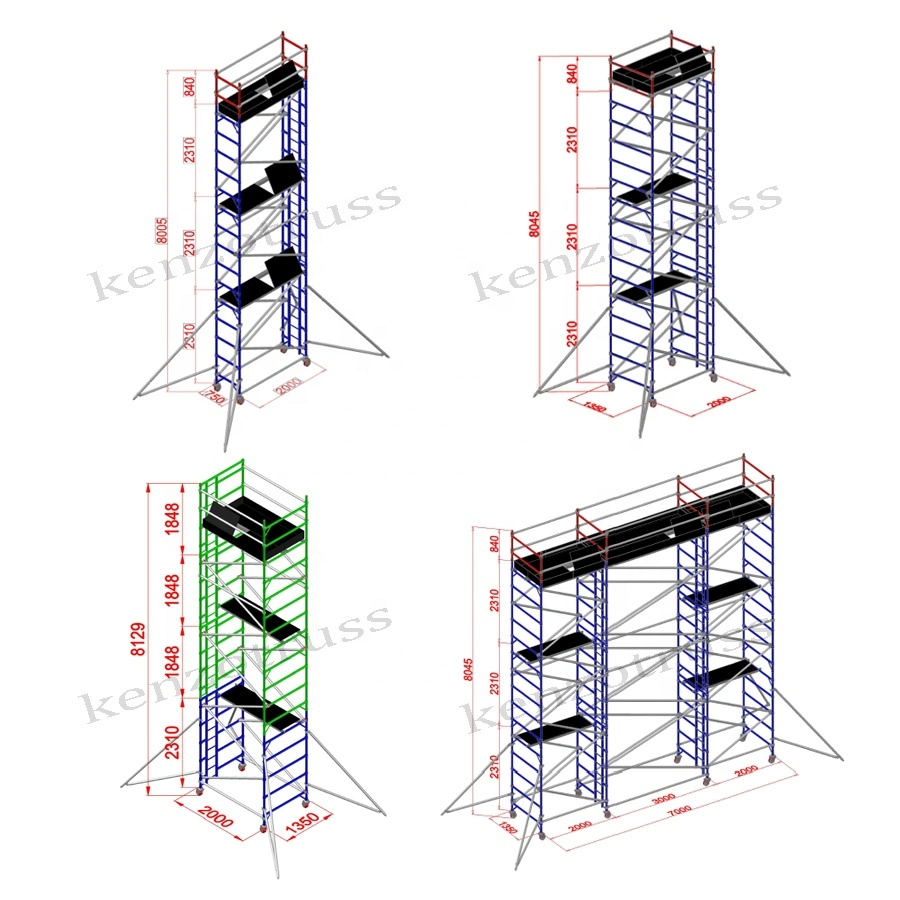 Indoor Single Width Aluminum Ladder Frame Scaffolding