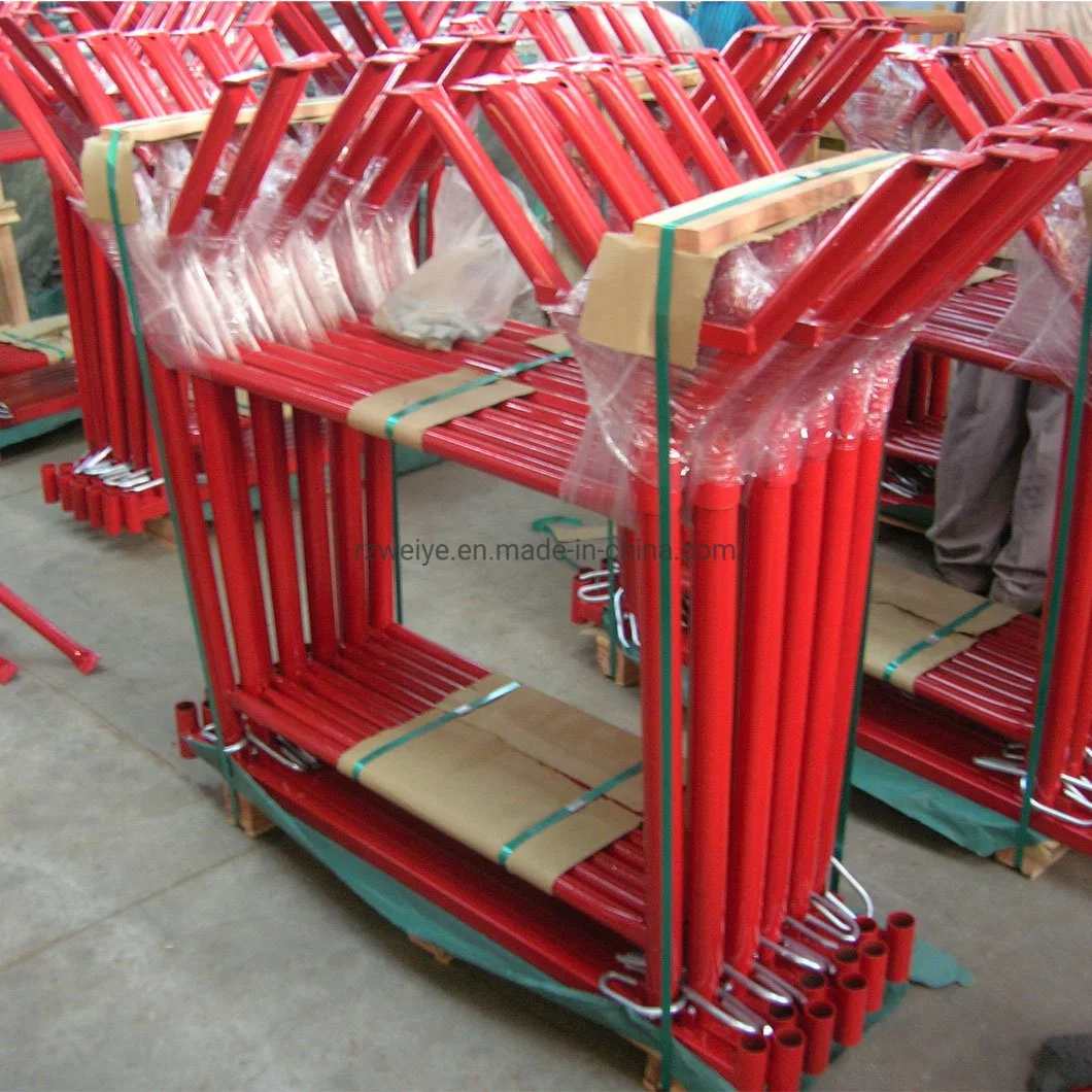 Red Painted Steel/Metal Folding/Foldable Trestle Scaffold/Scaffolding Frame for Builders and Bricklayers in Europe