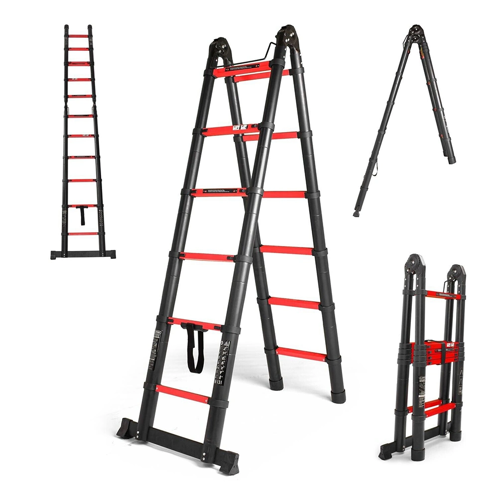 G-Carve Double Telescopic 12 Step 3.8m Aluminium Folding Ladder