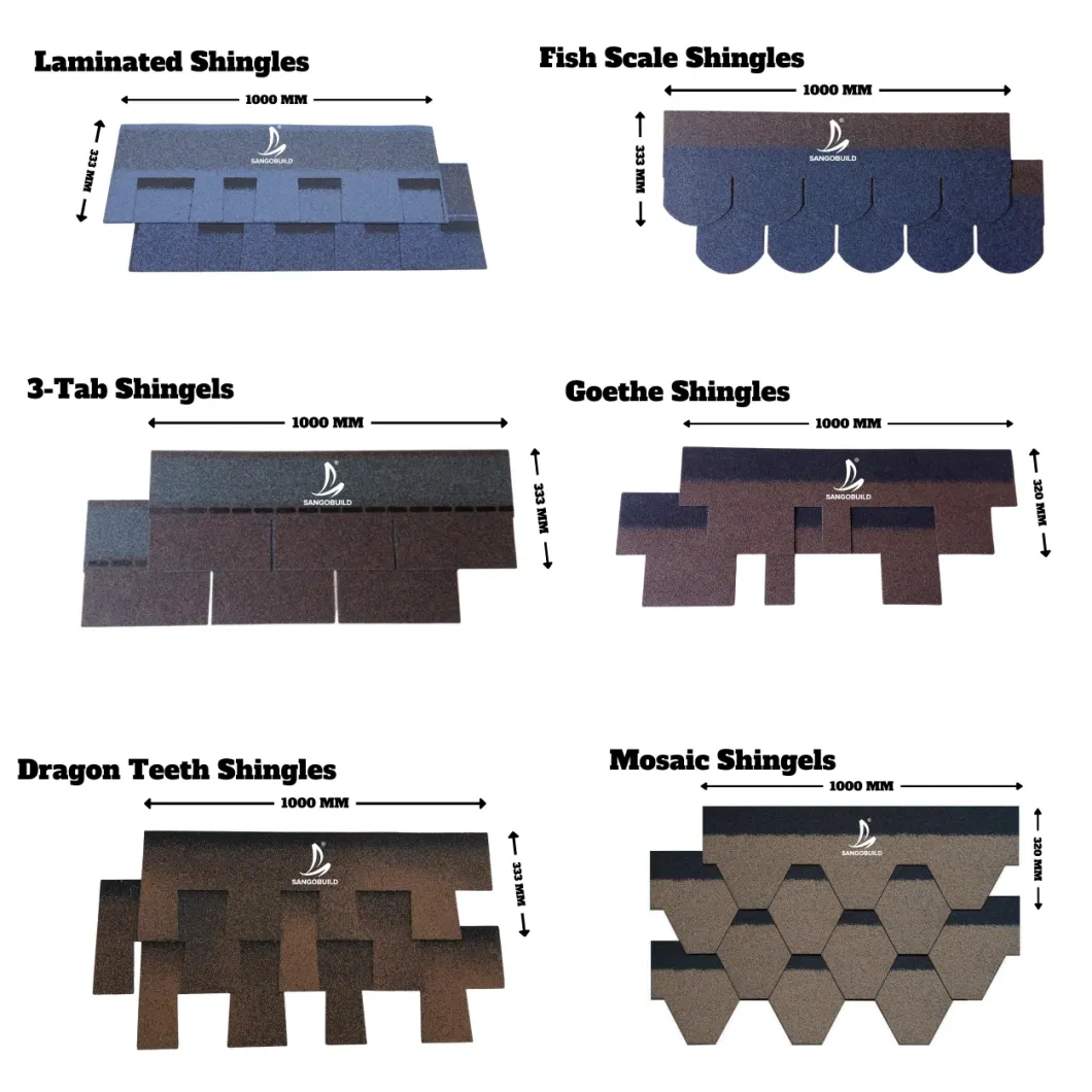 Sangobuild Asphalt Roofing Shingles Colorful Roofing Covers Waterproof Solutions Building Materials