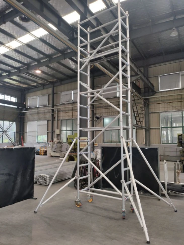 Alloy Double Width 1350mm Mobile Telescopic Tower 6061-T6 Construction Mobile Scaffold Aluminum Tower