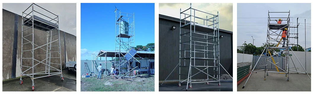 Alloy Double Width 1350mm Mobile Telescopic Aluminum Tower 6061-T6 Construction Mobile Scaffold