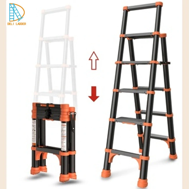 New Single Straight Folding Step Telescopic Aluminium Ladder