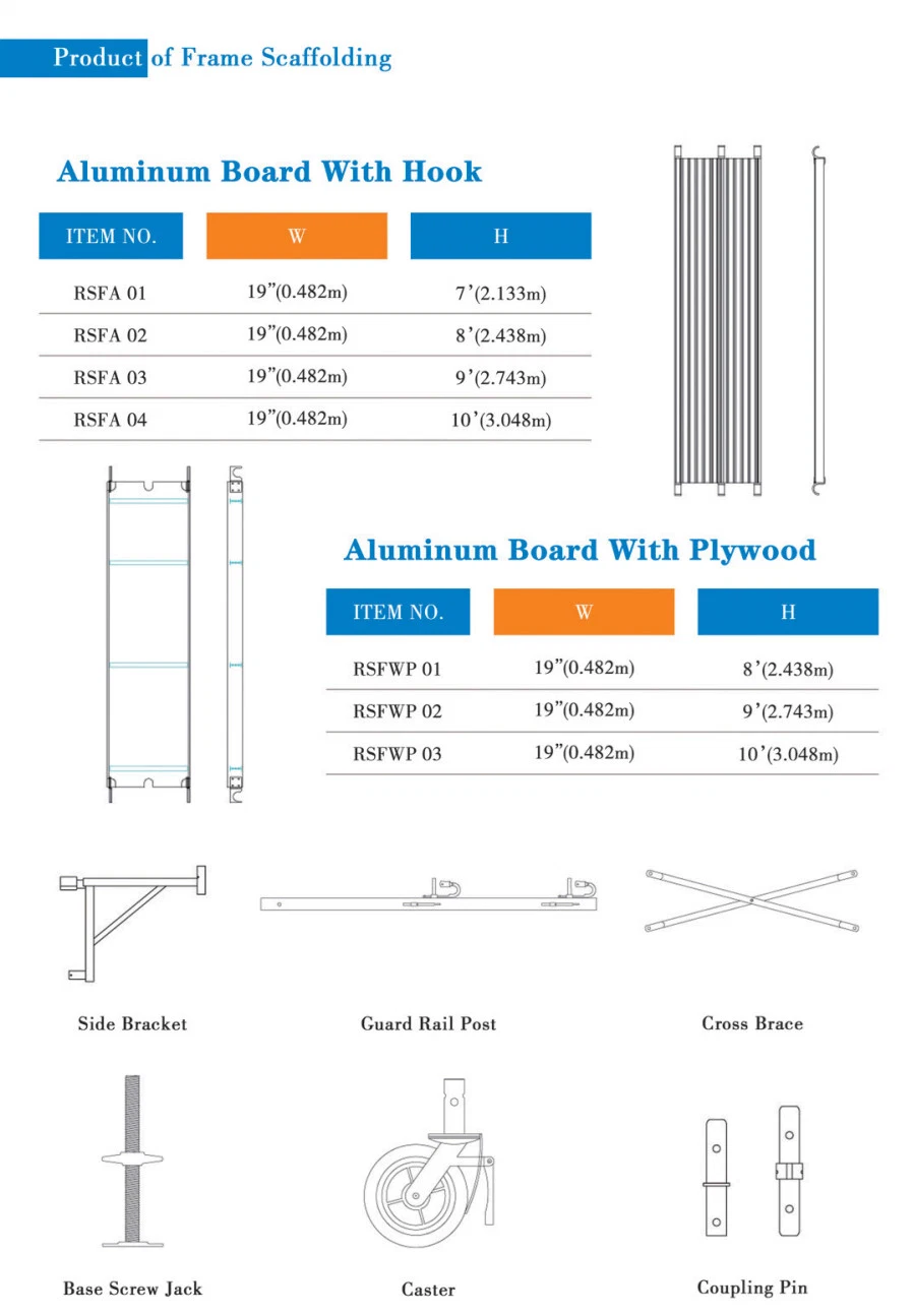 System Galvanized Steel Frame Shoring Used Ladder Scaffold Price for Sale