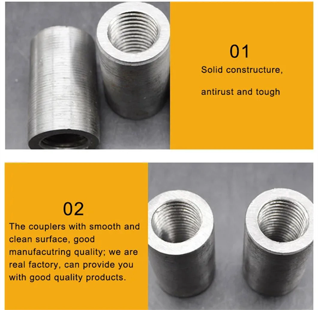 16mm/18mm/20mm/28mm/32mm/40mm Rebar Couplers Steel Parallel Threaded Rebar Coupler Connection Sleeve Pipe Fitting