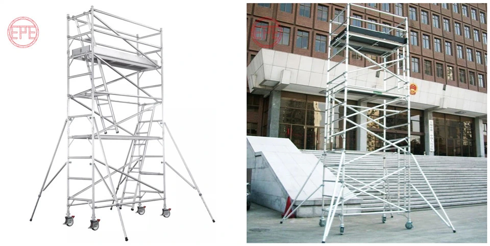 Adjustable Aluminum Mobile Scaffold Tower with Stair