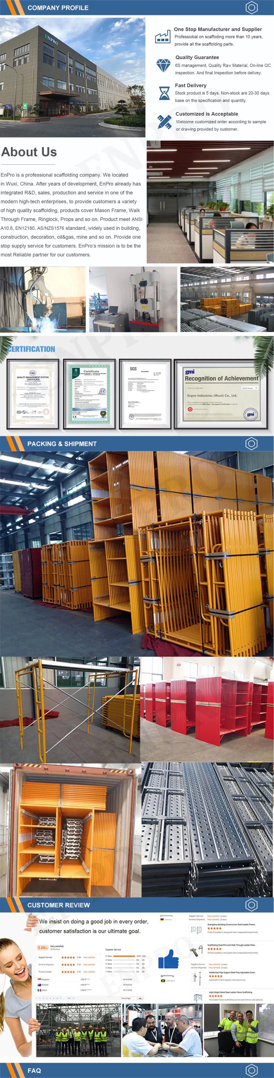 Versatile Construction Frame Scaffolding Safe Durable Walk Through Main Frame Scaffold From China
