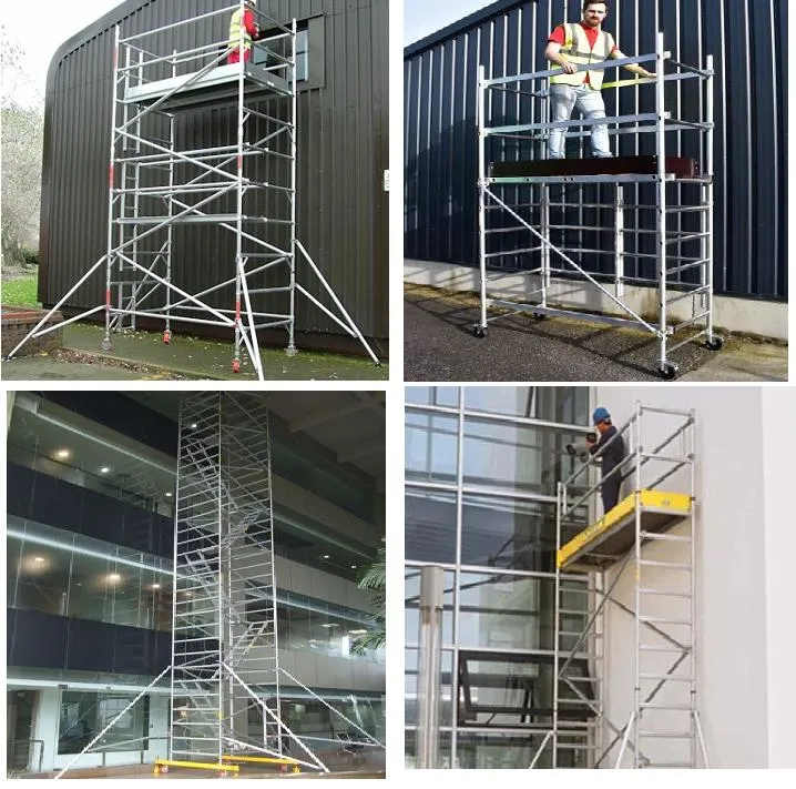 Manufacturer Construction Portable Mobile Metal Frame Tube System Toe Board Ladder Belt Plank Aluminum Scaffold Tower