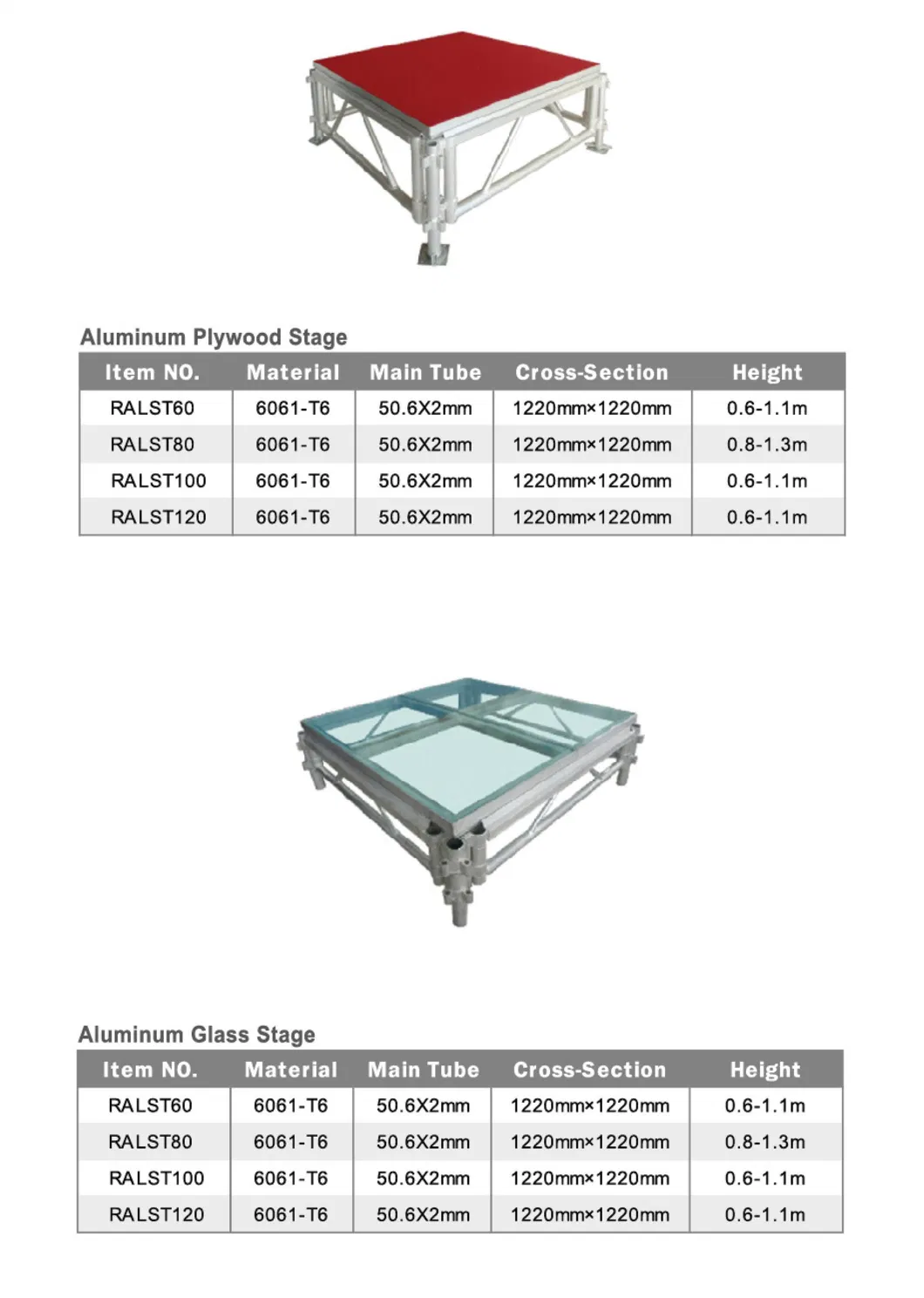 Aluminum Theatre Assemble Acrylic Swing Steel Mini Glass DJ Display Stage