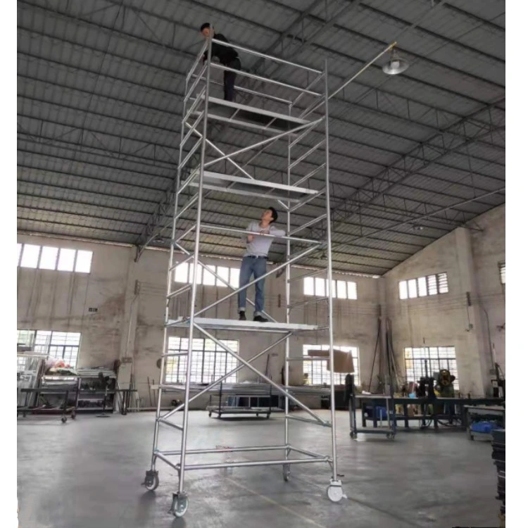 Outdoor High Altitude Maintenance Mobile Aluminum Straight Ladder Scaffolding Tower