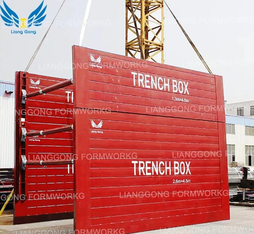 Lianggong Formwork &amp; Scaffolding Manufacture Heavy-Duty Steel Slide Rail Shoring Boxes for Pipelines Construction